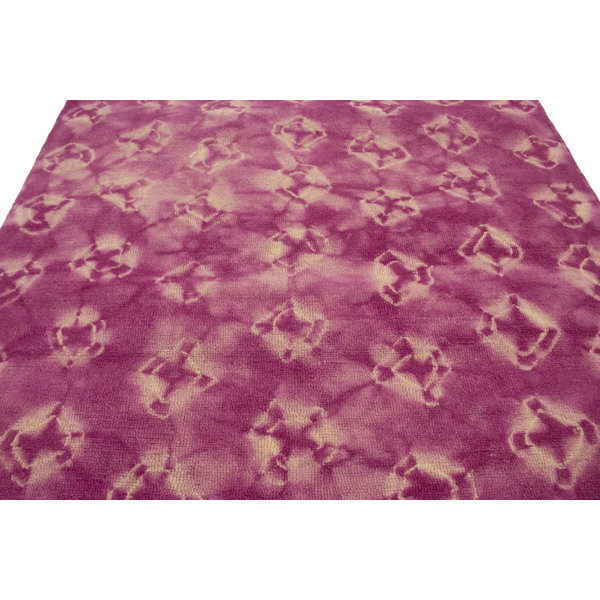 Orren Ellis Sherita Geometric Handmade Tufted Wool Area Rug in Hot Pink